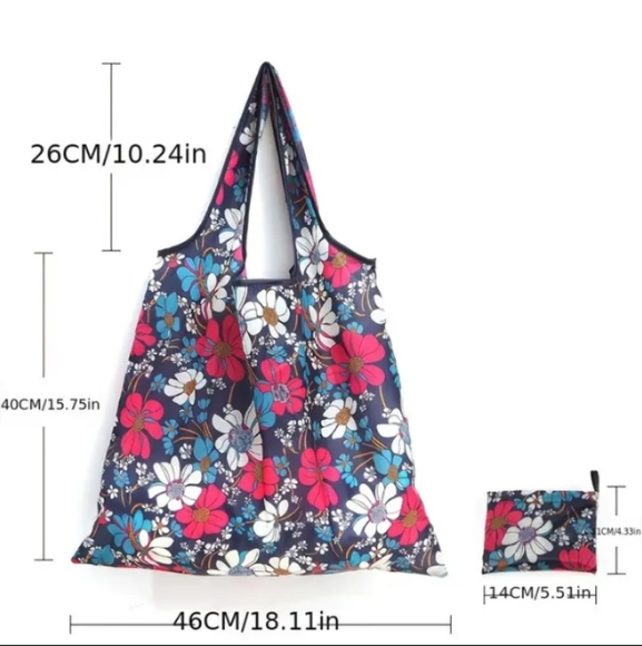 Floral Foldable Tote Bag - Picture 2 of 2